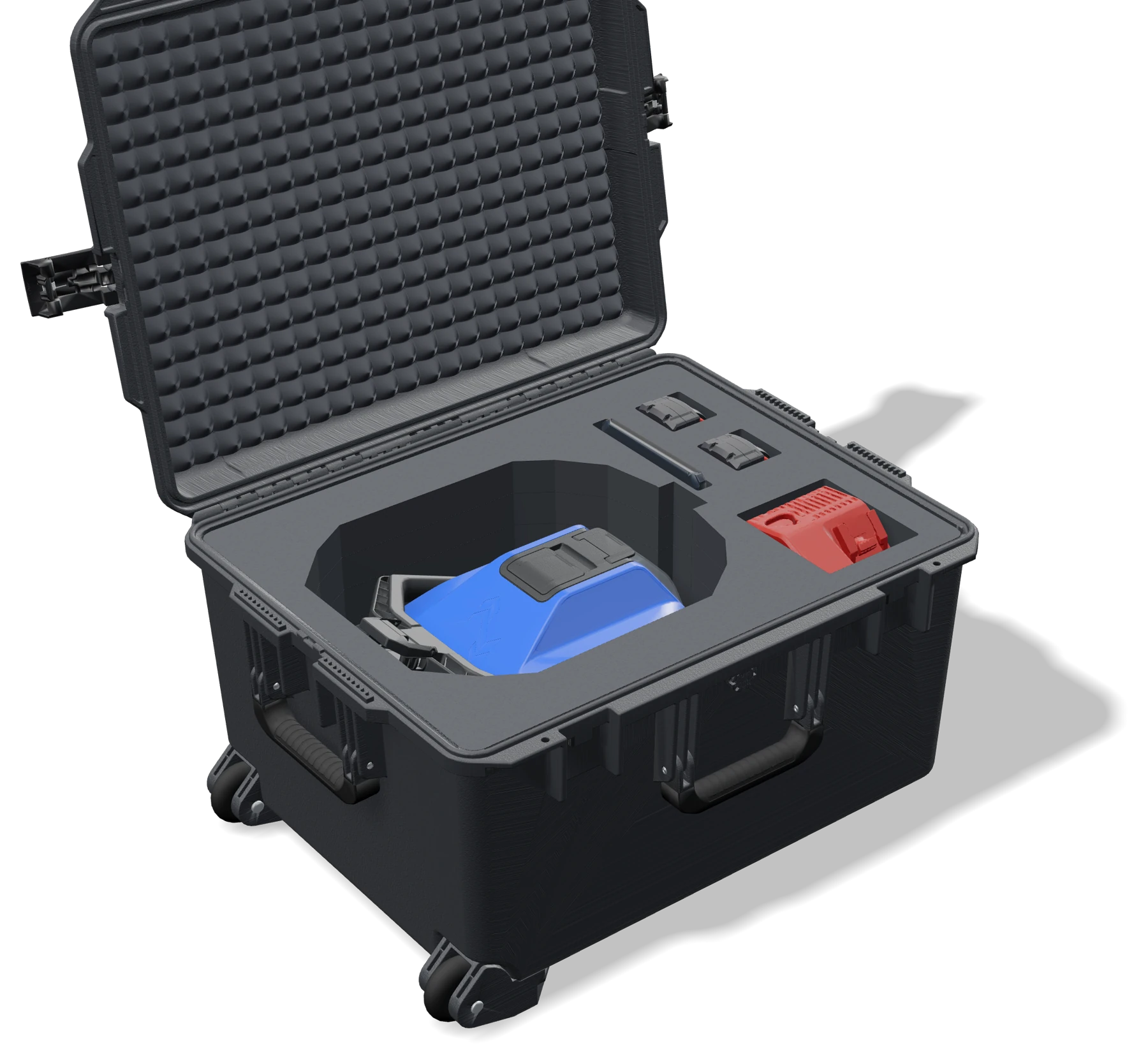 The GSX1000 packed in its wheeled hard case